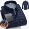 Camisa de cuadros azul para hombre, forrada con polar cálido