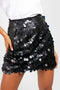 Falda de lentejuelas negras para mujer