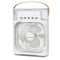 Ventilator portabil alb cu mâner din piele