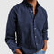 Camisa para hombre azul marino de manga larga con cuello abotonado