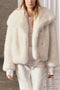 White faux fur jacket for women