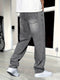 Pantaloni in jeans grigi da uomo, taglio casual