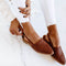 Chaussures plates en cuir tressé marron pour femme