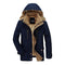 Giacca invernale con cappuccio da uomo foderata in pile blu