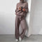 Vêtement Femme Ensemble Pull Col Roulé et Pantalon Tricoté