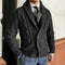 Gilet in maglia intrecciata nero da uomo con collo sciallato