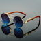 Gafas de sol redondas doradas con patillas de madera