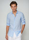 Chemise en lin bleu clair pour homme à manches longues