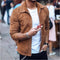Chaqueta de ante marrón para hombre con cremallera