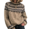Beżowy sweter z wełny z wzorami dla kobiet