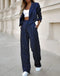 Completo da donna a righe blu navy con pantaloni e blazer