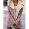 Manteau en laine doublé femme rose avec col en fausse fourrure