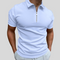 Tricou Polo Bărbați cu Mâneci Scurte și Fermoar Alb