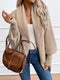 Gilet en maille beige pour femme avec sac à bandoulière marron