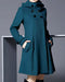 Cappotto da donna blu con cappuccio e bottoni decorativi