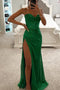 Robe longue pour femme avec décolleté en cœur, bretelles spaghetti et fente haute pailletée