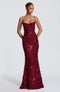 Robe longue pour femme avec décolleté en cœur, bretelles spaghetti, laçage au dos et appliqués floraux