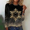 Sweat-shirt Femme Noir Motif Flocon Doré à Manches Longues