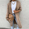 Lang cardigan i beige strik til kvinder