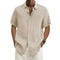 Beige short-sleeve linen shirt for men
