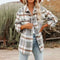 Veste à carreaux femme en laine mélangée, manches longues