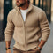 Giacca a maglia con zip beige da uomo con collo alto